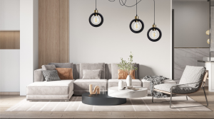 Nowoczesna lampa sufitowa RING wisząca 3-punktowa – industrialny design, loft, czarna z akcentami starego złota 