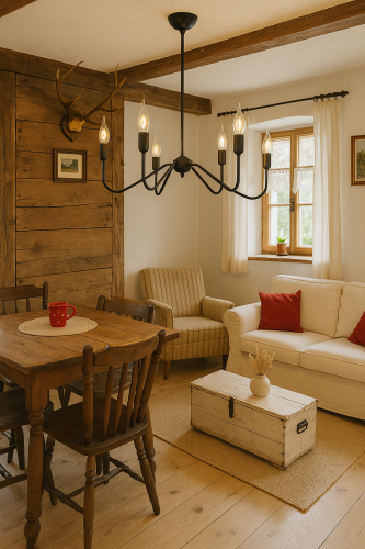lampa Farmhouse czarna 6 ramienna