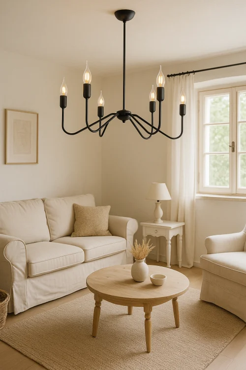lampa-metalowa-czarna 6 żarówek