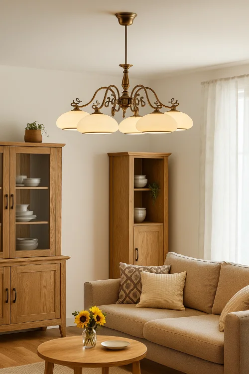 lampa z mosiądzu do salonu