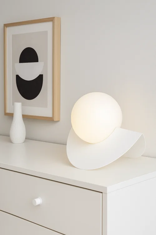 designerska lampka stołowa