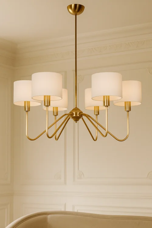 nowoczesna lampa mosiężna z abażurami