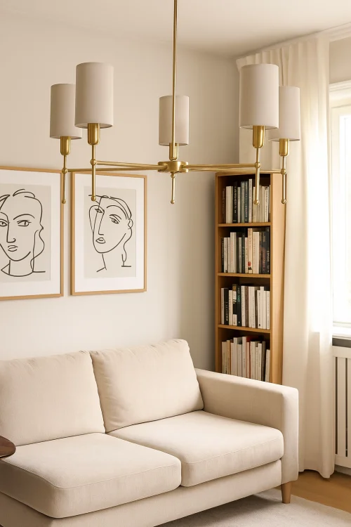 elegancka lampa z mosiądzu do salonu
