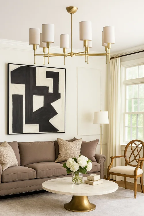 nowoczesna lampa z mosiądzu w stylu modern
