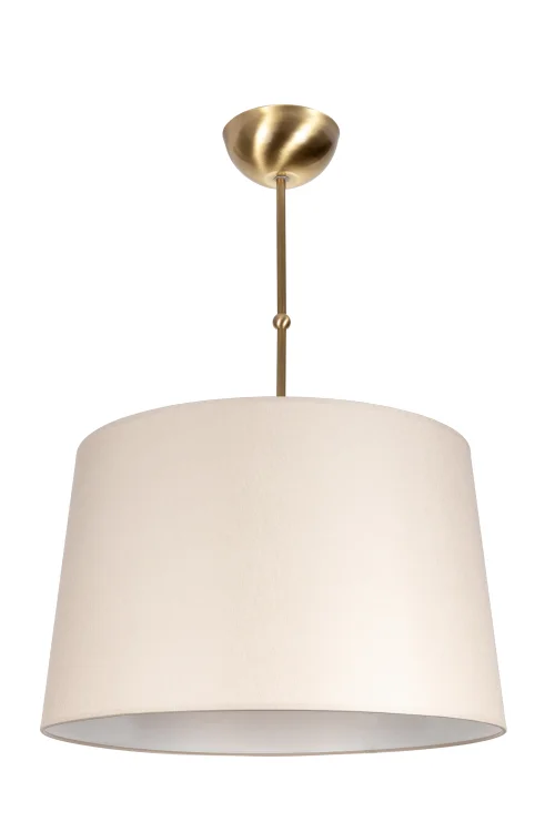 lampa z mosiądzu pojedyncza z abażurem bezowym