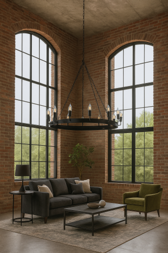 lampa nowoczesna czarna loft do wysokich pomieszczeń