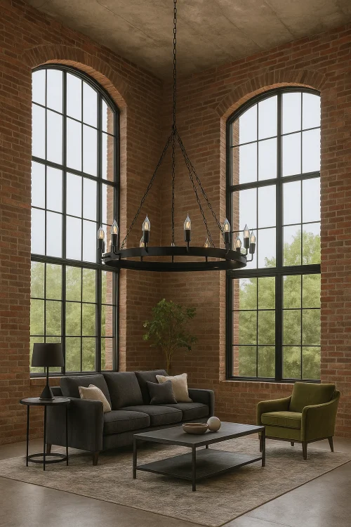 lampa nowoczesna czarna loft do wysokich pomieszczeń