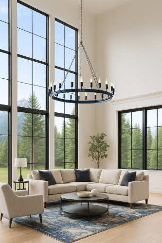 duża lampa loft czarna do wysokich pomieszczeń