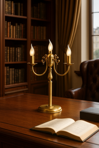 lampa gabinetowa z mosiądzu świecznikowa