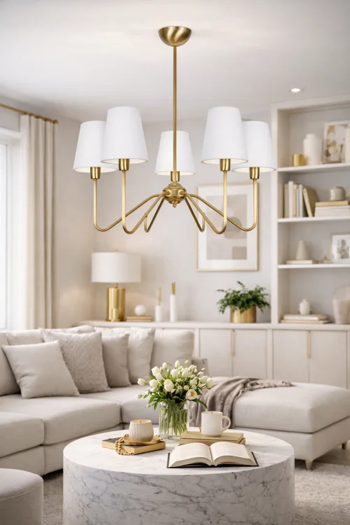 nowoczesna lampa z mosiądzu w stylu modern classic