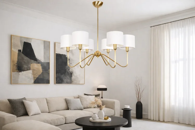 nowoczesna lampa z mosiądzu do salonu