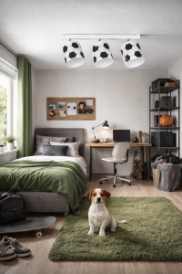 Lampa sufitowa dziecięca piłka nożna 3xE27 regulowana do pokoju