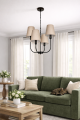 czarna lampa z abażurami w stylu modern farmhouse