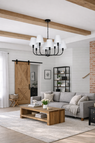 czarna lampa nowoczesna w stylu modern farmhouse