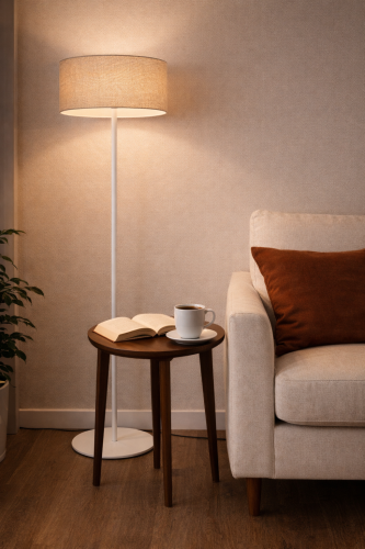 lampa stojąca podłogowa do salonu sypialni juta len boho