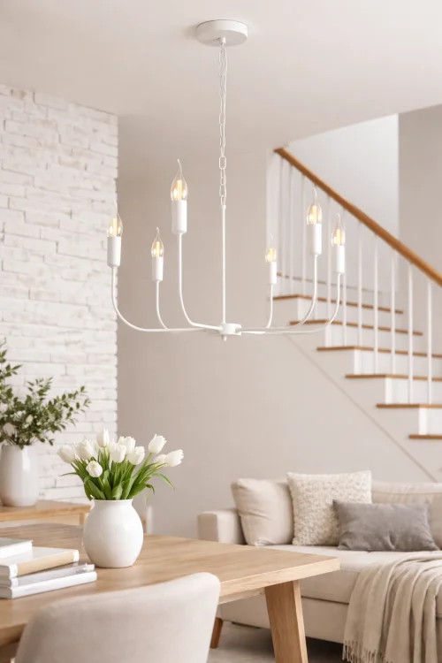 biała lampa nowoczesna do salonu