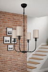 Lampa wisząca BRISA 4 – czarna, z abażurami materiałowymi 