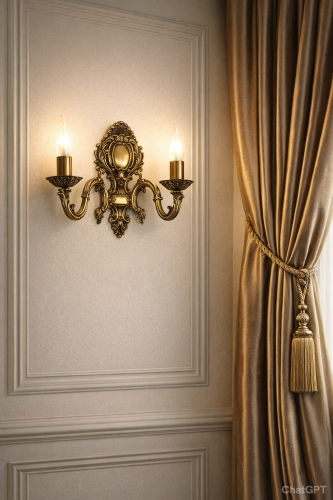 mosiężna świeczkowa lampa ścienna