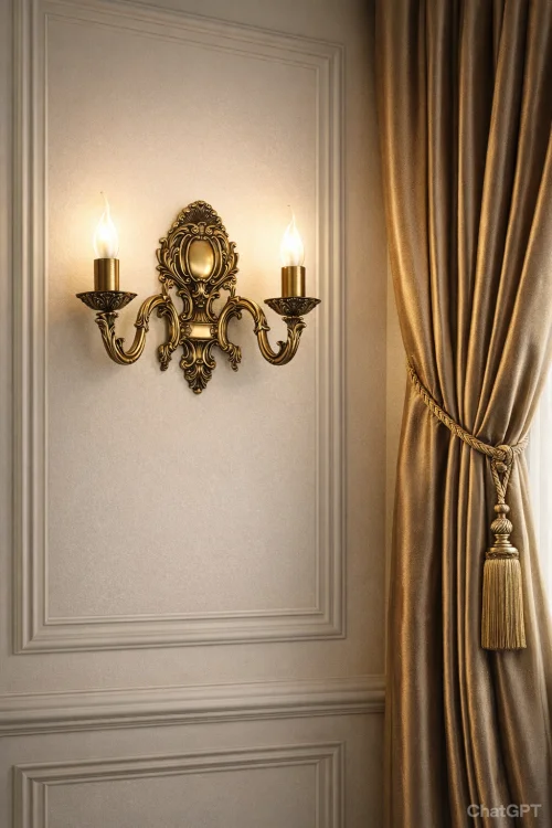 mosiężna świeczkowa lampa ścienna