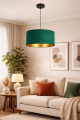lampa wisząca do pokoju zielony welur złoty środek