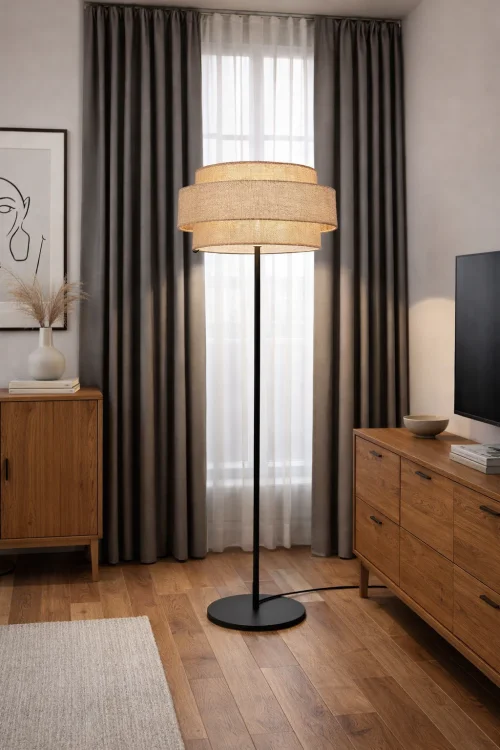 podłogowa lampa stojaca len juta boho