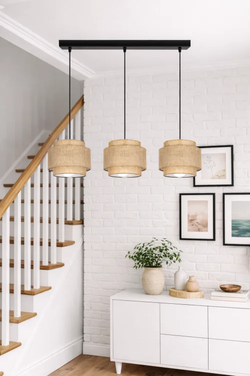 lampa sufitowa boho juta len do sypialni salonu