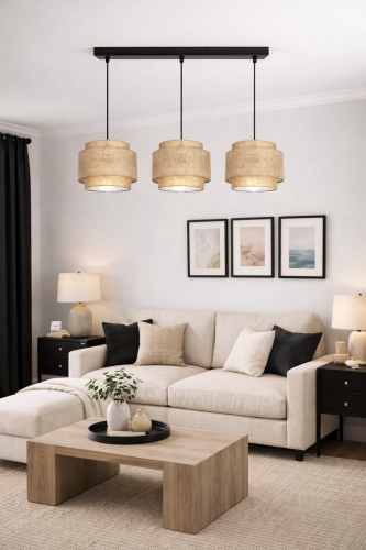 nowoczesna lampa do salonu sypialni boho len juta