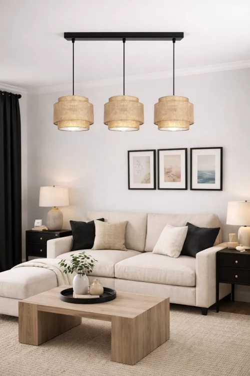 nowoczesna lampa do salonu sypialni boho len juta