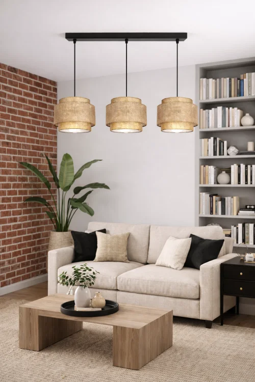 nowoczesna lampa boho len juta do salonu sypialni