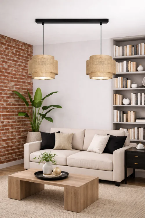 nowoczesna lampa wisząca boho len juta