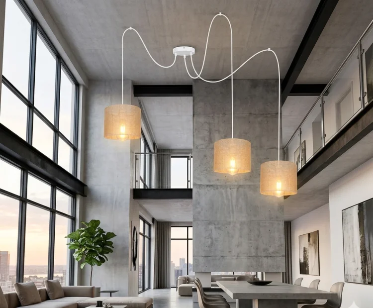 nowoczesna lampa biała boho