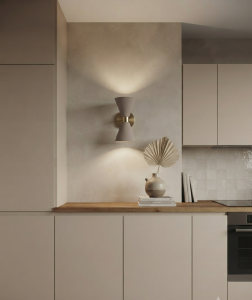Nowoczesny kinkiet dwupłomienny Loft Brass – Mosiądz i Metal – Pion/Poziom