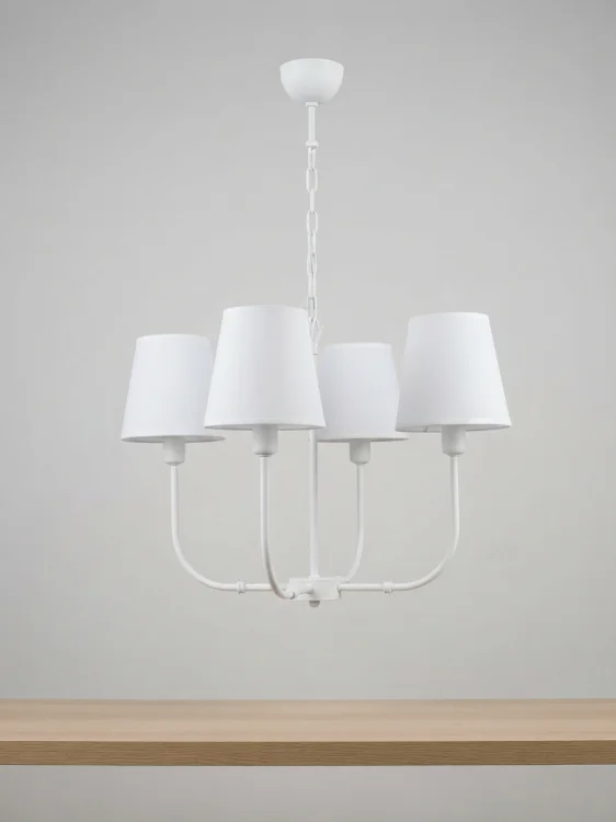 biała lampa wiszaca do sypialni